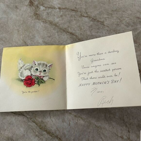 3 Vintage Cat & Pansy Greeting Cards - Picture 5 of 6